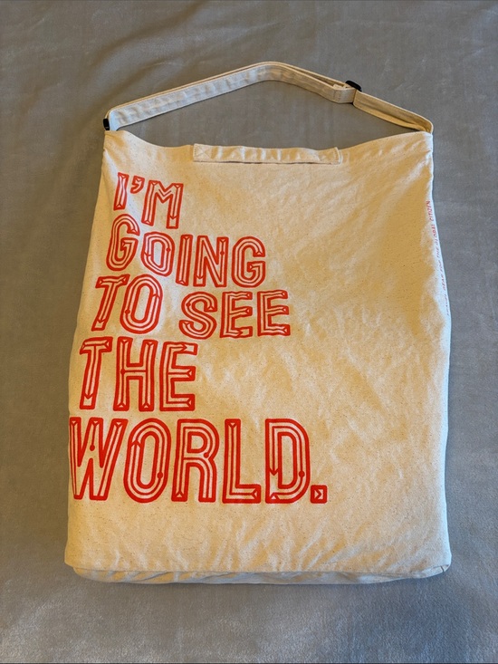 The Property Of Handbags - The Property Of Canvas Tote Bag Red Travel Slogan I'm Going to See the World